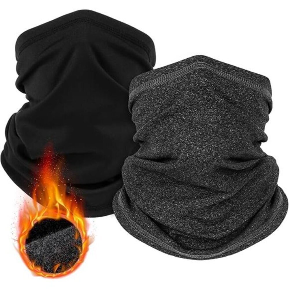 2 Pack Winter Neck Gaiter Warmers – Windproof Fleece Face Cover Unisex